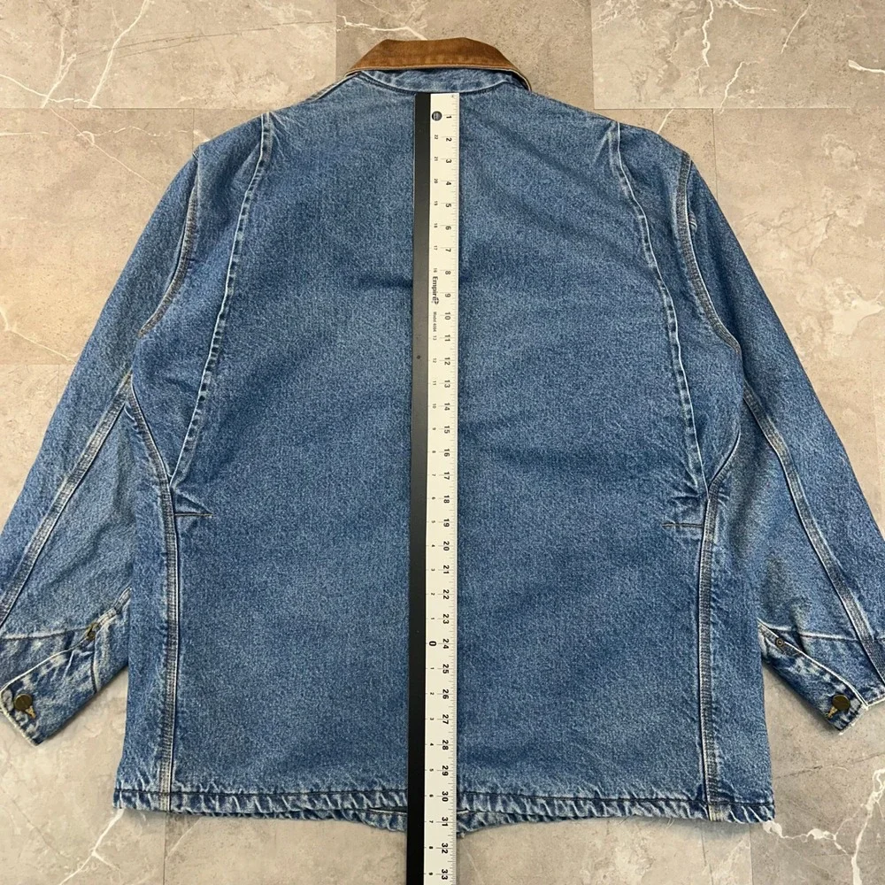 Vintage Carhartt Denim Chore Coat Mens XL C59 DST Blanket Lined Jacket USA Made